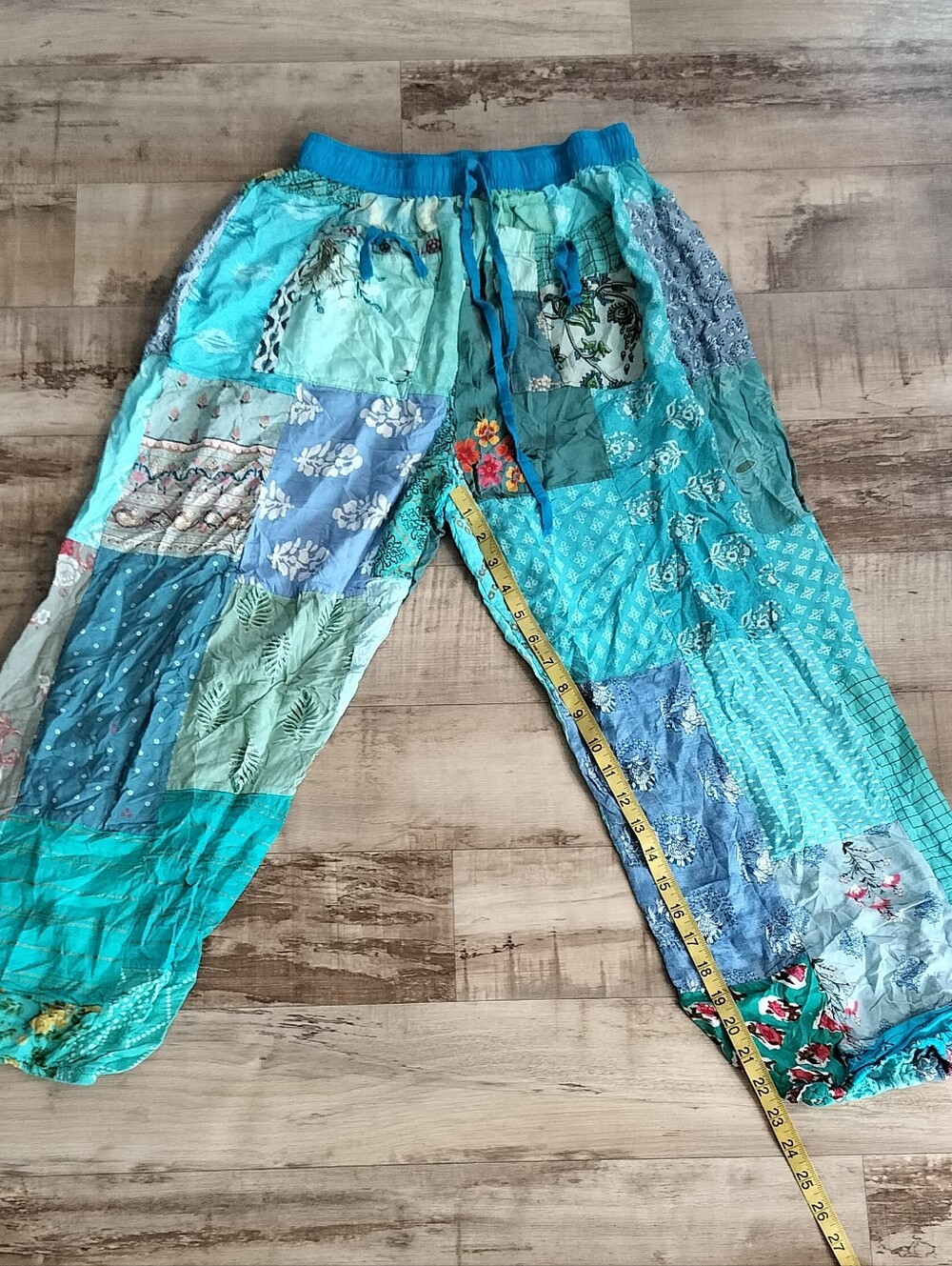Women's Teal Patchwork Casual Harem Pants